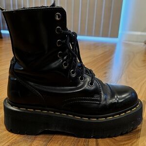 Dr. Martens Black Platform Leather Combat Boots
